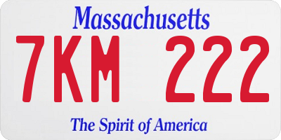 MA license plate 7KM222