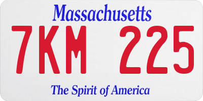 MA license plate 7KM225