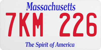 MA license plate 7KM226