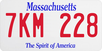 MA license plate 7KM228