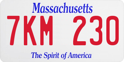 MA license plate 7KM230