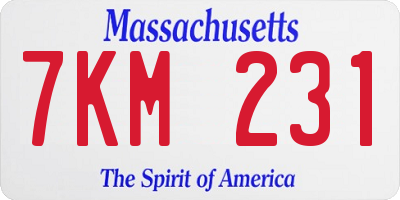 MA license plate 7KM231