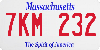 MA license plate 7KM232