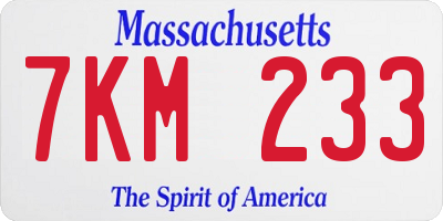 MA license plate 7KM233