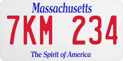MA license plate 7KM234