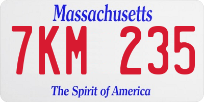 MA license plate 7KM235