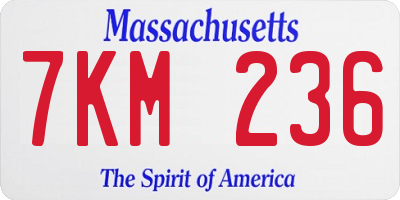 MA license plate 7KM236