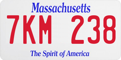 MA license plate 7KM238