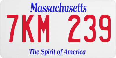 MA license plate 7KM239
