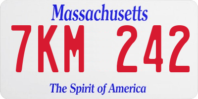 MA license plate 7KM242
