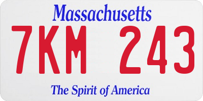 MA license plate 7KM243