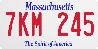 MA license plate 7KM245