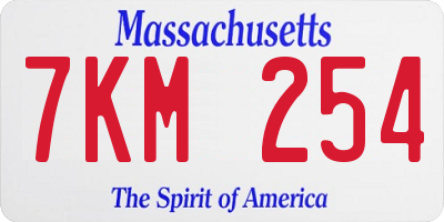 MA license plate 7KM254
