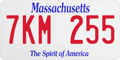 MA license plate 7KM255