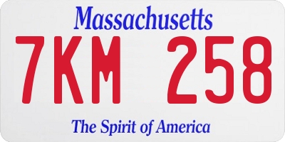MA license plate 7KM258