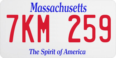 MA license plate 7KM259