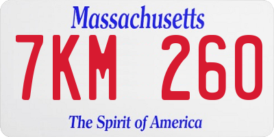 MA license plate 7KM260