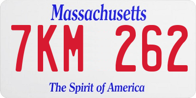 MA license plate 7KM262
