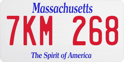 MA license plate 7KM268