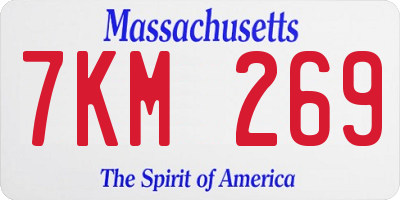 MA license plate 7KM269