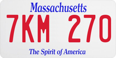 MA license plate 7KM270