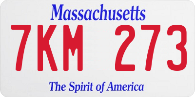 MA license plate 7KM273