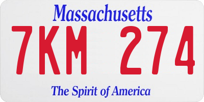 MA license plate 7KM274