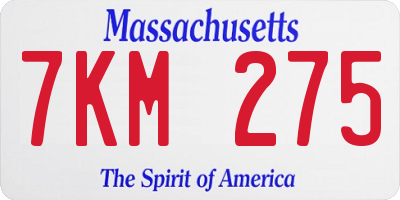 MA license plate 7KM275