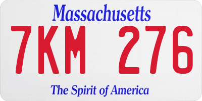MA license plate 7KM276