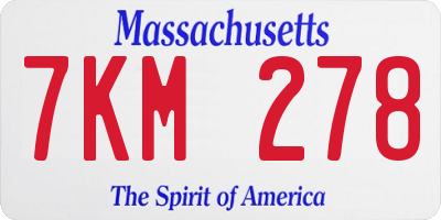 MA license plate 7KM278