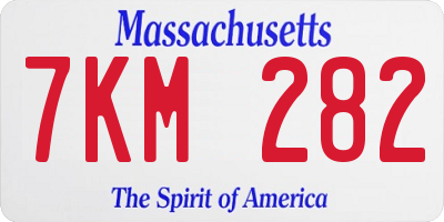 MA license plate 7KM282