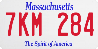 MA license plate 7KM284