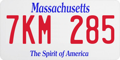 MA license plate 7KM285