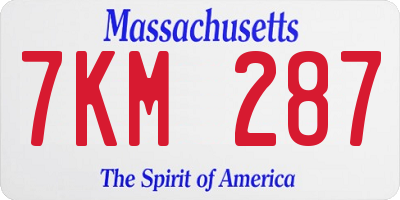 MA license plate 7KM287