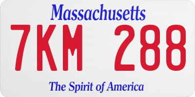MA license plate 7KM288