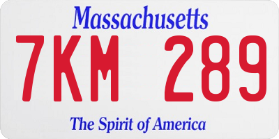 MA license plate 7KM289