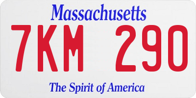 MA license plate 7KM290