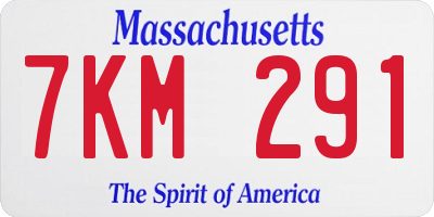 MA license plate 7KM291
