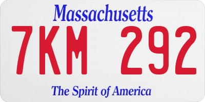 MA license plate 7KM292