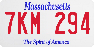 MA license plate 7KM294