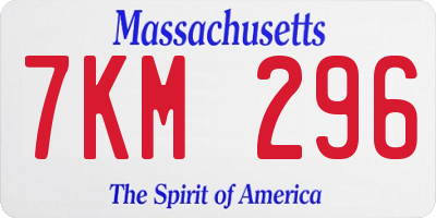 MA license plate 7KM296