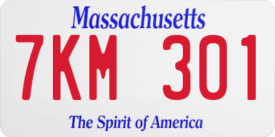 MA license plate 7KM301