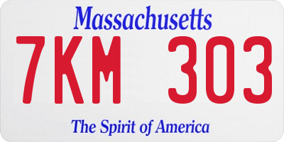 MA license plate 7KM303