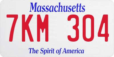 MA license plate 7KM304