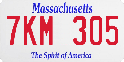 MA license plate 7KM305