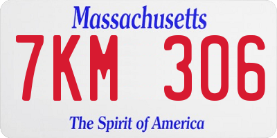 MA license plate 7KM306