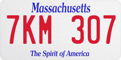 MA license plate 7KM307