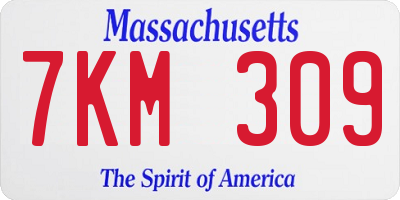 MA license plate 7KM309