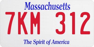 MA license plate 7KM312