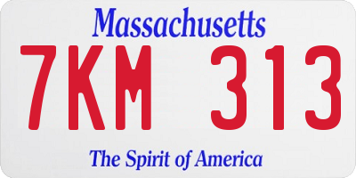 MA license plate 7KM313